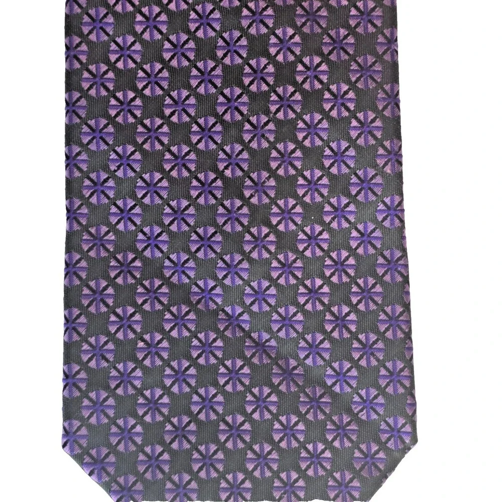 Coogi Violet Black Geometric Tie Polyester Bold Designer Dress 61.2 x 3.1 Art - Picture 3 of 6